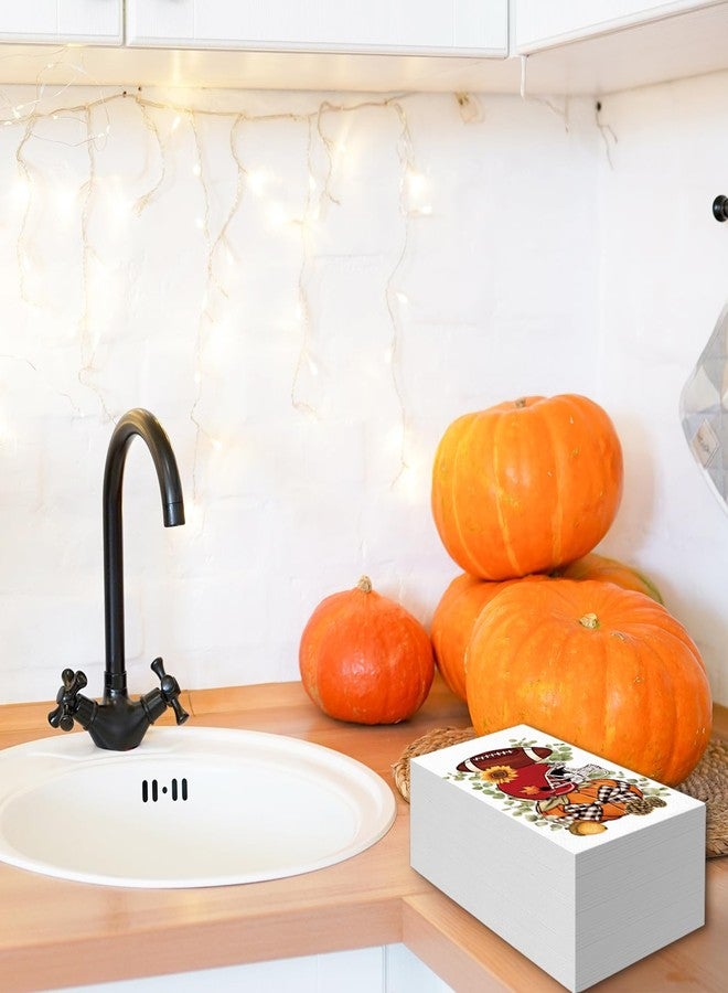 وولاين مجموعة مناديل ورقية للاستخدام مرة واحدة من والين، 100 قطعة، بتصميمات خريفية مميزة: خوذة كرة قدم، يقطينة، مثالية لعشاء عيد الشكر، ولتزيين المطبخ والمنزل والحفلات. - Image 5